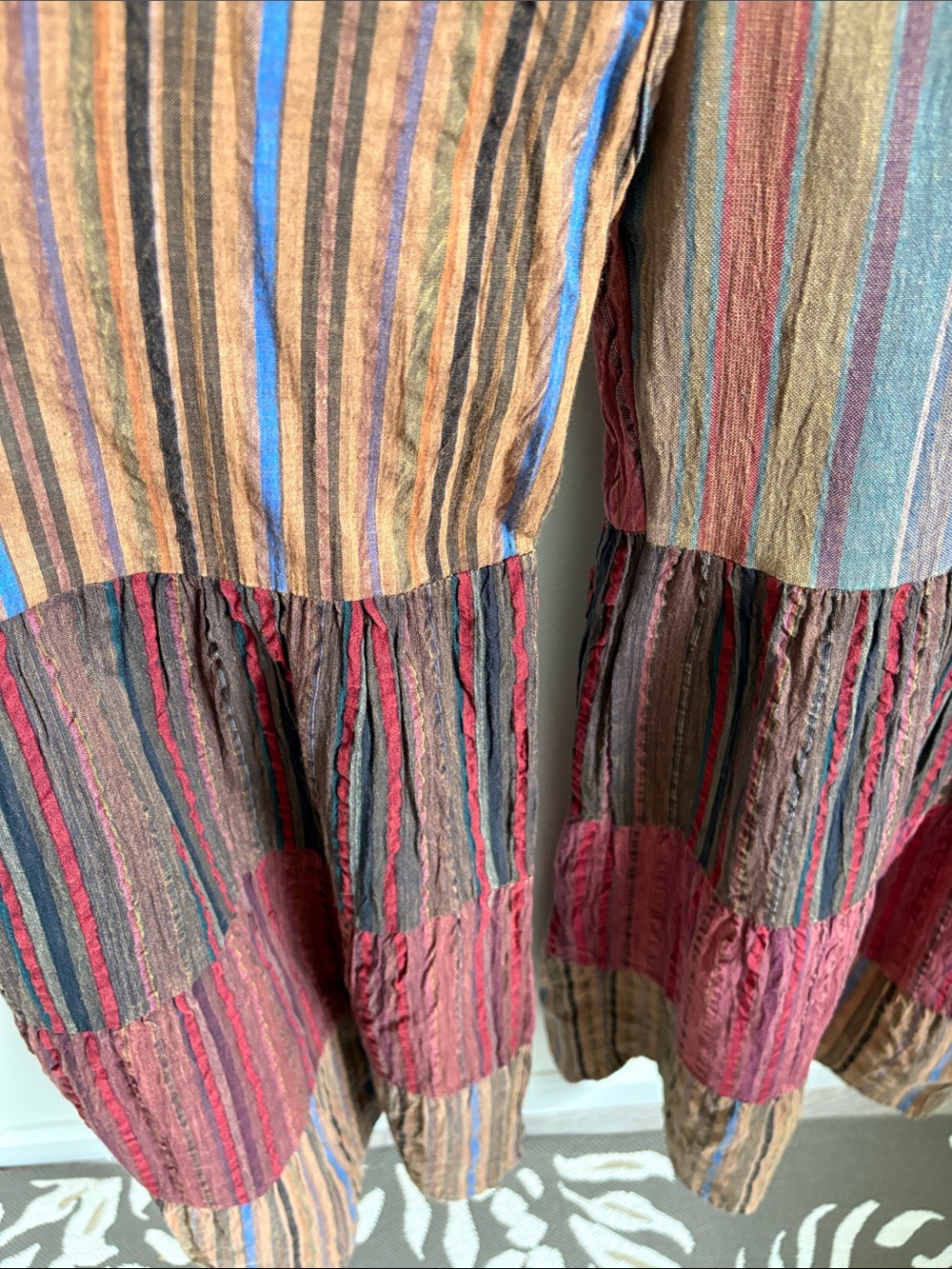 Striped Patchwork Jumpsuit with Pockets - Multicolor waist 18 inseam 32 - Picture 4 of 9